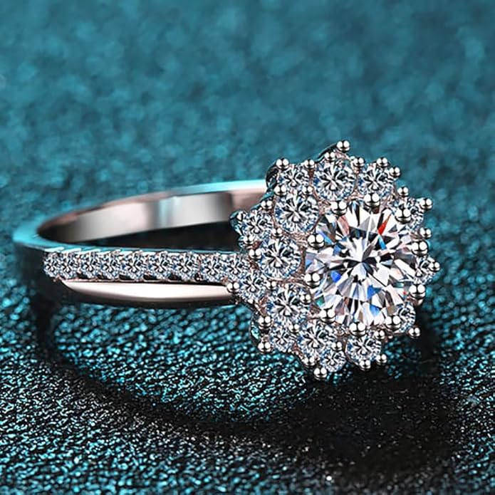 S925 Sterling Silver Luxury 1 Carat Natural Diamond Engagement Ring |Excellent Cut VVS2 D-Color Brilliance | Unique Bridal Jewelry