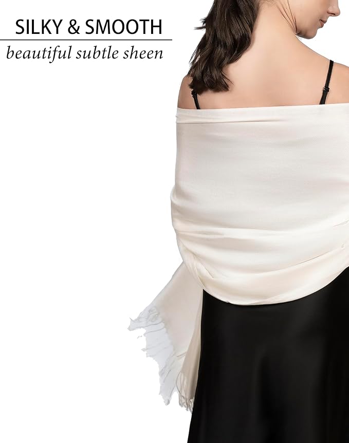 Achillea Soft Silky Pashmina Scarf for Women – Shawl Wrap for Evening Dresses, Bridesmaids, Weddings & Everyday Wear