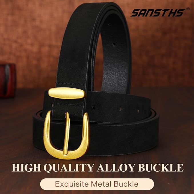 SANSTHS Womens Belt for Jeans Pants Dresses with Alloy Buckle, Floral Print Belt for Women with Unique Print Design