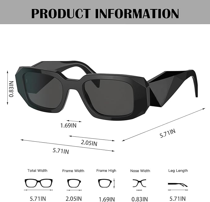 BUTABY Trendy Rectangle Sunglasses for Women Men Retro Sun Glasses Vintage Fashion Square Frame