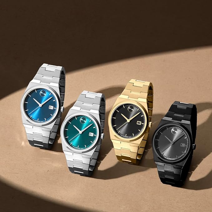Movado Bold Quest Men's Sport Watch - Swiss Quartz Movement, Stainless Steel Link Bracelet - 5 ATM Water Resistance - Luxury Fashion Timepiece for Him - 40mm