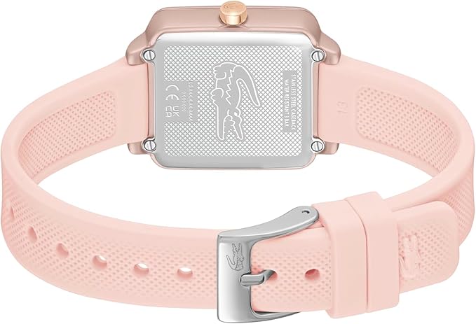 Lacoste.12.12 Flow Women's 3H Quartz Watch - Slim Silicone Strap - Square Case - Water Resistant up to 3ATM/30 Meters - Minimalist Elegance for Her - 26mm