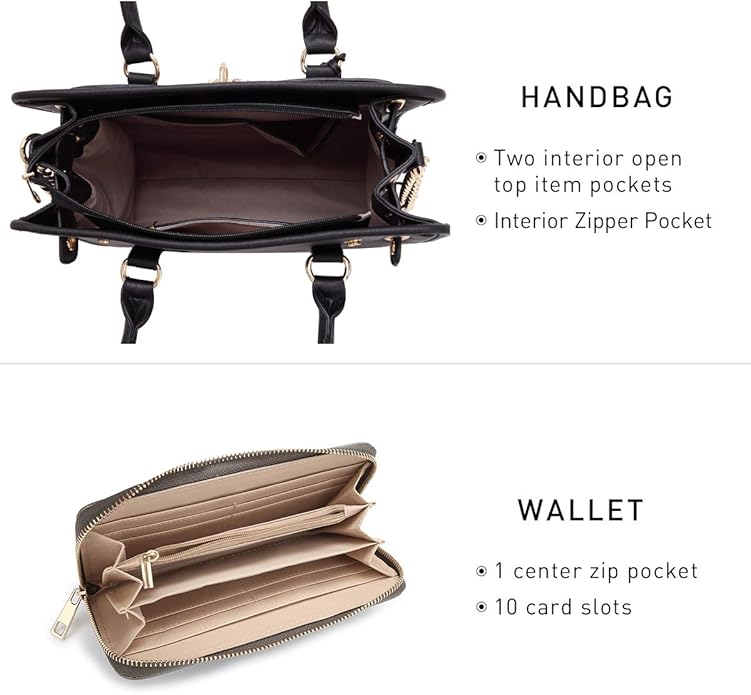 Dasein Handbags Purses Set for Women Top Handle Satchel Shoulder Bags Large Work Tote Bag with Matching Wallet