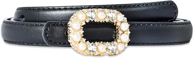 Women's Fashion Classic Metal Buckle Leather Belt with Jeans Dress