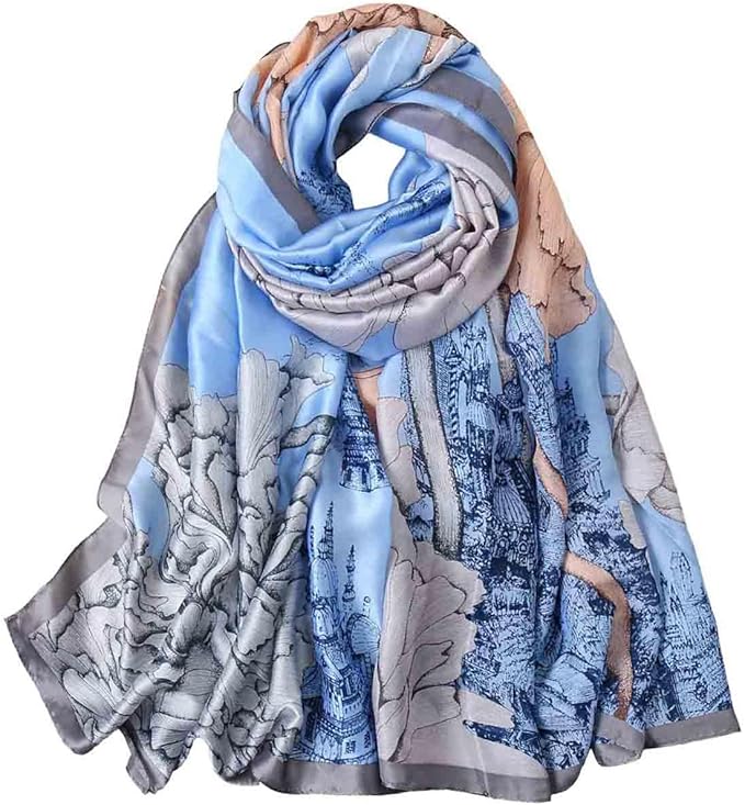 Pokeedioty Scarfs for Women Lightweight Head Scarf Fashion Scarves Elegant Floral Pattern Sunscreen Shawls and Wraps
