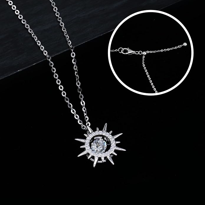 Moissanite 925 Sterling Silver Pendant Necklace 0.5-1 Carat Round Pear Cut, Dainty Elegent D Color Dancing Style with Bead Adjustable Chain Necklace for Women