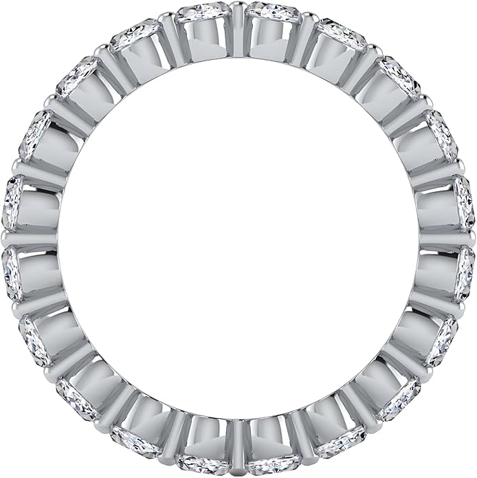 3.26 CTW Oval Cut Diamond Eternity Ring for Women in 14K White Gold/Yellow Gold | E-F Color, VS Clarity | Wedding, Anniversary, Luxury Fine Jewelry Gift | Lab-Grown Diamonds | Ring Size 6.5