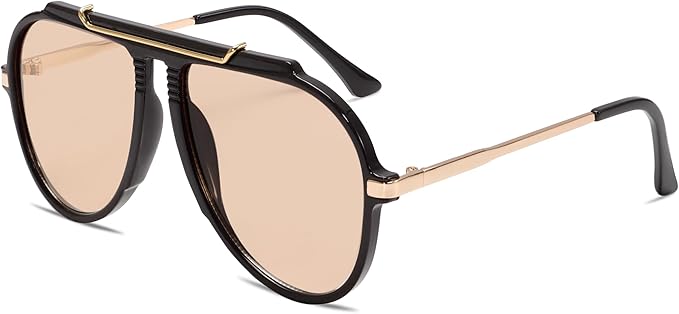 Oversized Aviator Sunglasses for Women Men 2026 70s Retro Gold Metal Sun Glasses Tangle Free Square Aviators