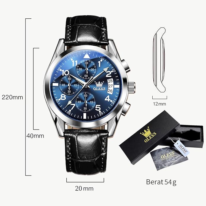 OLEVS Men's Watches Brown Leather with Date,Casual Watches for Men,Large Face Watches Men,Chronograph Mens Watch,Sport Waterproof Business Dress Analog Quartz Men's Wrist Watches Reloj De Hombre