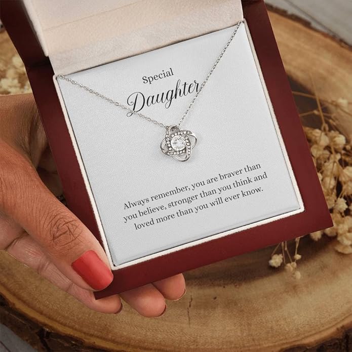 VIRAGIL To My Daughter Gift Necklace From Dad or Mom - Badass Daughter Jewelry With Heartfelt Message & Elegant Box