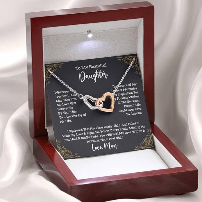 VIRAGIL To My Daughter Gift Necklace From Dad or Mom - Badass Daughter Jewelry With Heartfelt Message & Elegant Box