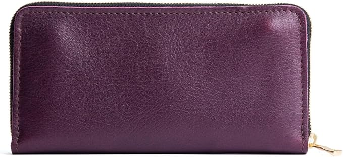 Portland Leather Goods Women's Accordion Zip Wallet – Handcrafted in Durable, Full-Grain Leather – 8 Card Slots & Secure Zippered Pocket – Plum