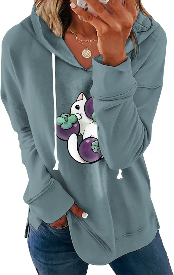 Women's Brown Mandala Print Hoodie Long Sleeve Loose Fit Tunic Top with Drawstring Side Split for Fall Winter