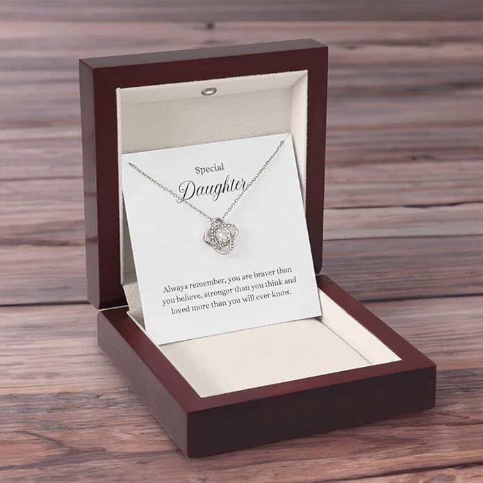 VIRAGIL To My Daughter Gift Necklace From Dad or Mom - Badass Daughter Jewelry With Heartfelt Message & Elegant Box