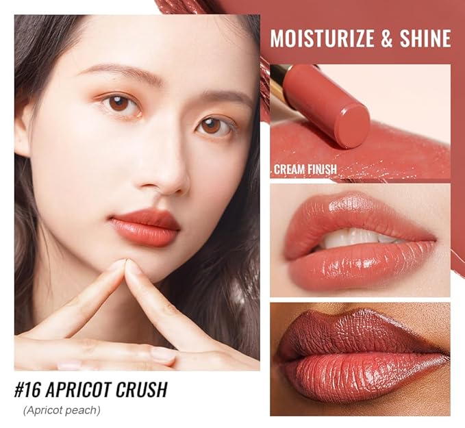 Oulac Moisturizing Red Lipstick for Women - Moisture Shine Hydrating Lipstick & Tinted Lip Balm for Dry Lips, Medium Coverage Lip Color | Juicy Look, Glossy Finish, Vegan, Cruelty-Free (16)