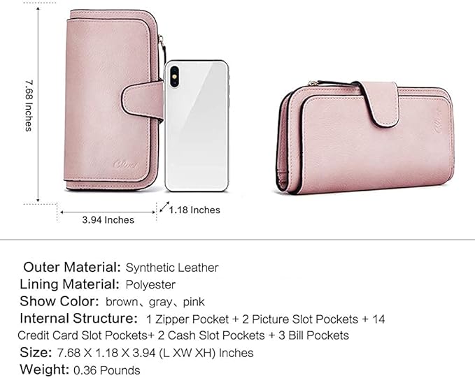 CLUCI Wallet For Women PU Leather RFID Blocking Womens Wallet Bifold Card Holder with ID Window Gifts for Women Birthday | RFID Blocking, Designer, Trifold, Card Holder, ID Window