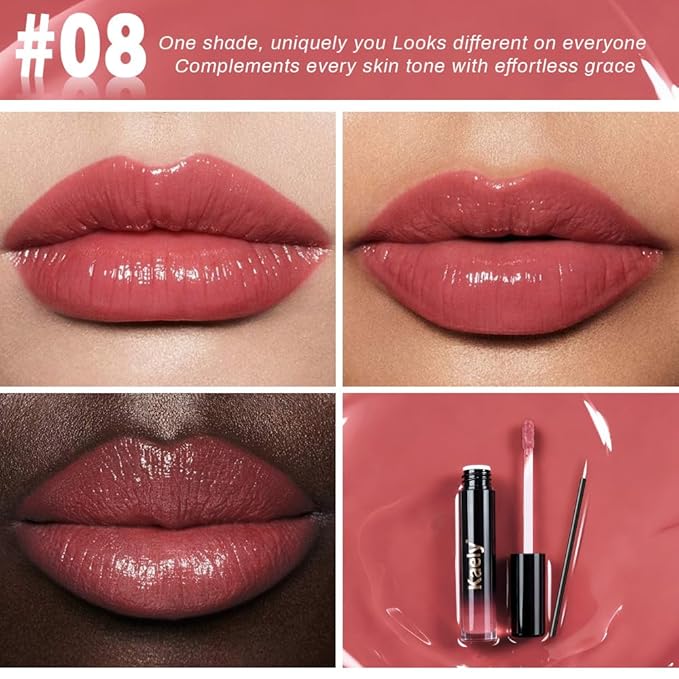 Kaely Longwear No-Budge Lipstick for Women, Highly Pigmented Liquid Lip Color Makeup, Non-Transfer Lip Gloss Stain Waterproof Smudge Proof 24 Hour, Instant Shine, Vegan & Cruelty-Free, 08 PEPPY
