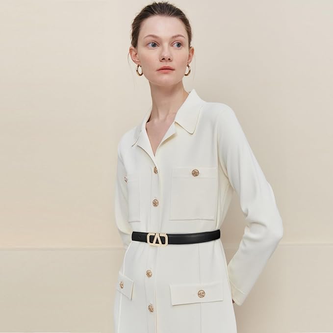 Relang Women's Belts with Gold Buckle, Fashion Waist Band, Elegant Ladies' Belt, Gift for Women
