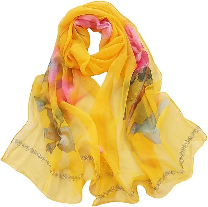 Pokeedioty Women’s Scarf Lightweight Elegant Floral Pattern Scarf Fashion Scarves Sheer Scarfs Shawls