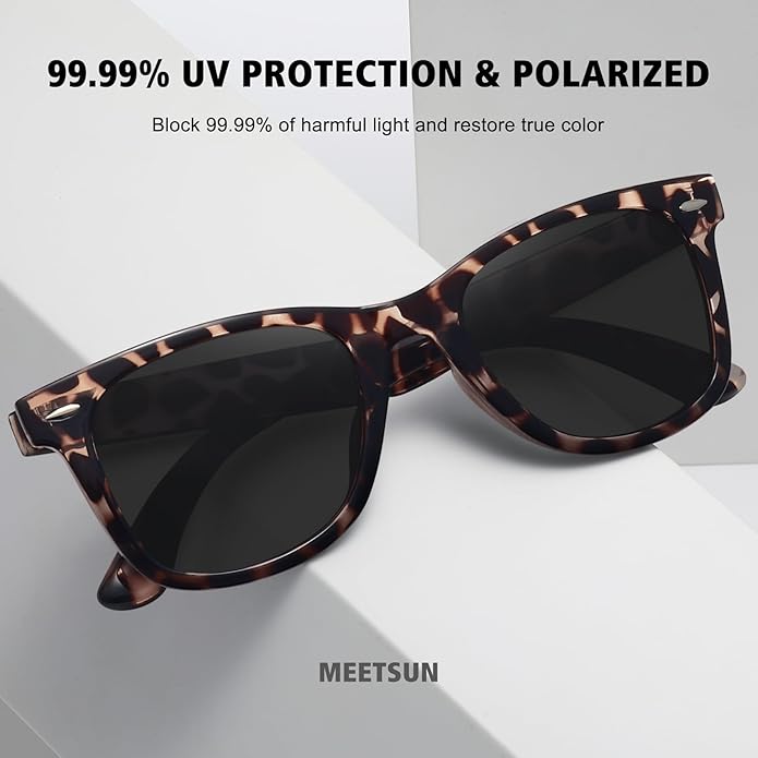 MEETSUN Retro Polarized Sunglasses for Women Men Classic Mirror Lens Driving Trendy Sun Glasses UV Protection (3 Pack)
