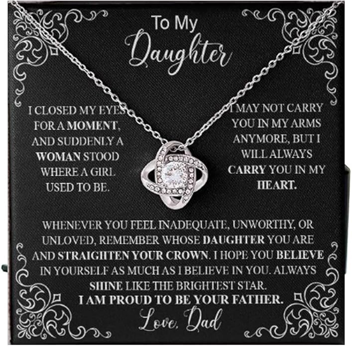 VIRAGIL To My Daughter Gift Necklace From Dad or Mom - Badass Daughter Jewelry With Heartfelt Message & Elegant Box