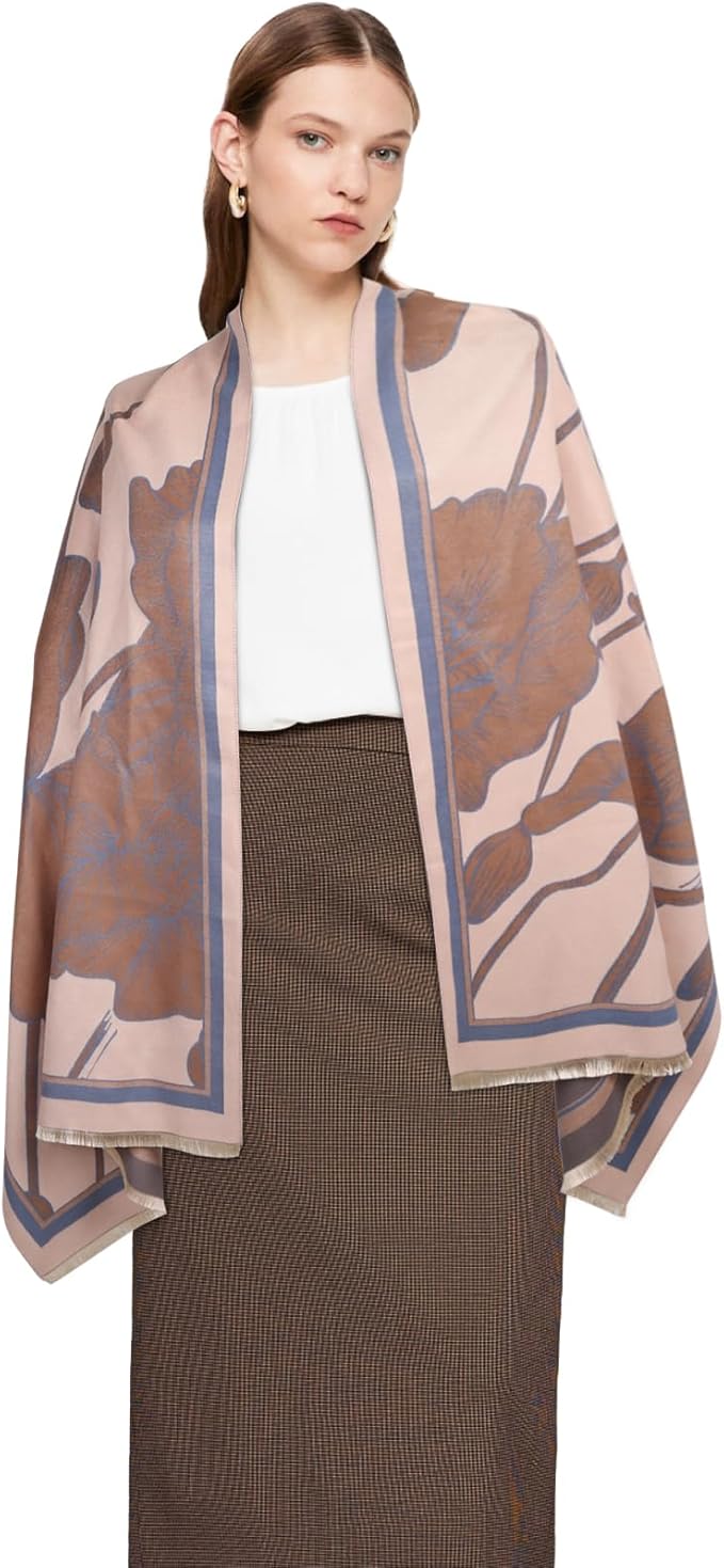 EXTREE Scarfs for Women Pashmina Silky Shawl Wrap for Evening Dressing Blanket Open Front Poncho Cape