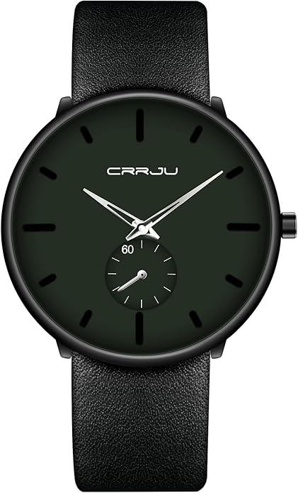Mens Watches Ultra-Thin Minimalist Waterproof-Fashion Wrist Watch for Men Unisex Dress with Leather Band