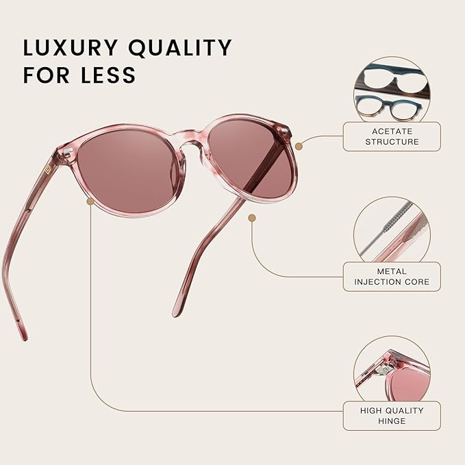 DUCO Polarized Sunglasses for Women Retro Round Women's Sunglasses Classic Vintage UV400 Shades DC1230