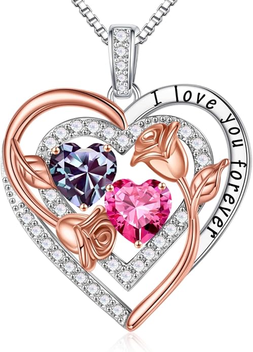 Iefil Mothers Day Gifts for Wife - Sterling Silver Birthstone Necklace Birthday Gifts for Her Wife