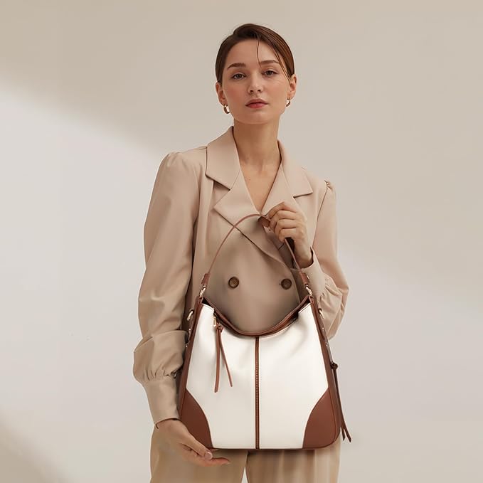 Realer Hobo Crossbody Bags for Women Designer Faux Leather Hobo Handbags Retro Large Size Shoulder Bag Bucket Purse