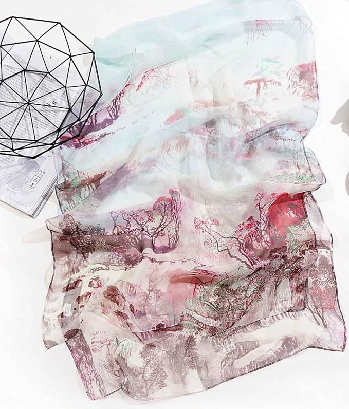 Pokeedioty Women’s Scarf Lightweight Elegant Floral Pattern Scarf Fashion Scarves Sheer Scarfs Shawls