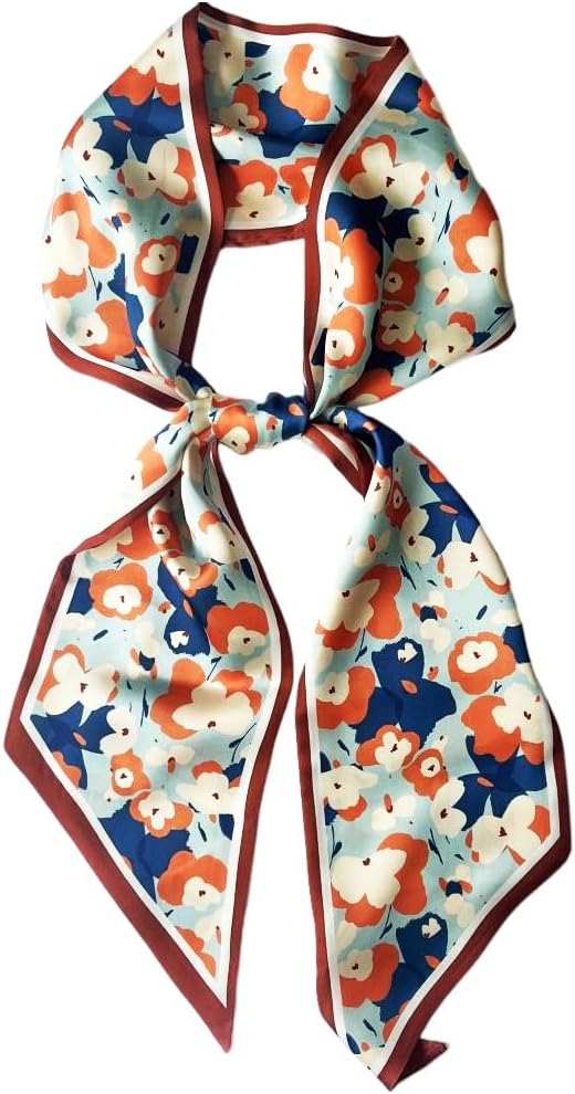 Silk Head Scarf for Hair Fashion Headwrap for Women Lightweight Neck Tie
