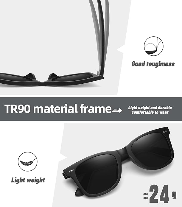 MEETSUN Retro Polarized Sunglasses for Women Men Classic Mirror Lens Driving Trendy Sun Glasses UV Protection (3 Pack)
