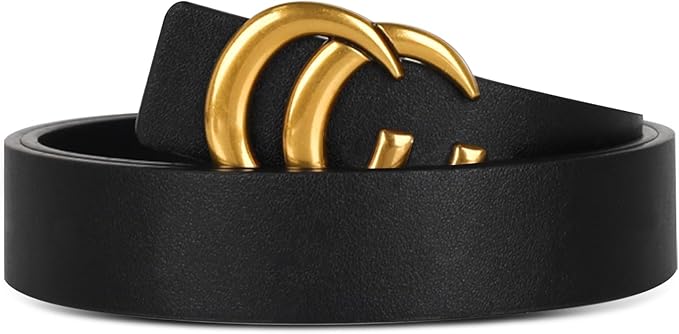 Women's Fashion Classic Metal Buckle Leather Belt with Jeans Dress