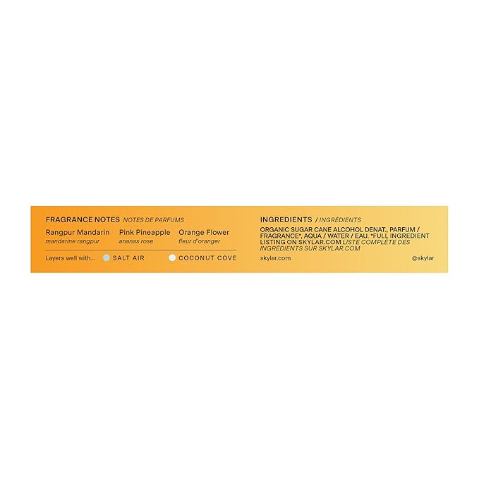 Skylar New Citrus Reverie Eau de Parfum-Hypoallergenic Clean Perfume for Women & Men, Vegan, Safe for Sensitive Skin-Fruity Floral Scents, Madarin, Orange, Pinapple-10mL /.33 Fl Oz