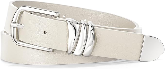 VONMELLI Women's Belt for Jeans Dress Leather Belt for Women Fashion Waist Ladies Belt with Silver Buckle