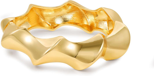 Bangle Bracelets for Women | 14K Gold Plated Trendy Wide Bracelets | Hinged Arm Cuff Bangles Chunky Bracelet for Women