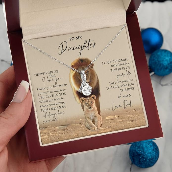 VIRAGIL To My Daughter Gift Necklace From Dad or Mom - Badass Daughter Jewelry With Heartfelt Message & Elegant Box