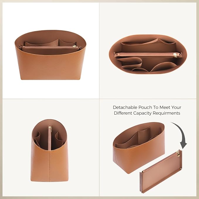 ZTUJO Purse Organizer Insert For Handbags For Le Pliage, Ultra-light Waterproof DupontPaper Upgraded Purse Organizer Insert (Brown, Medium)