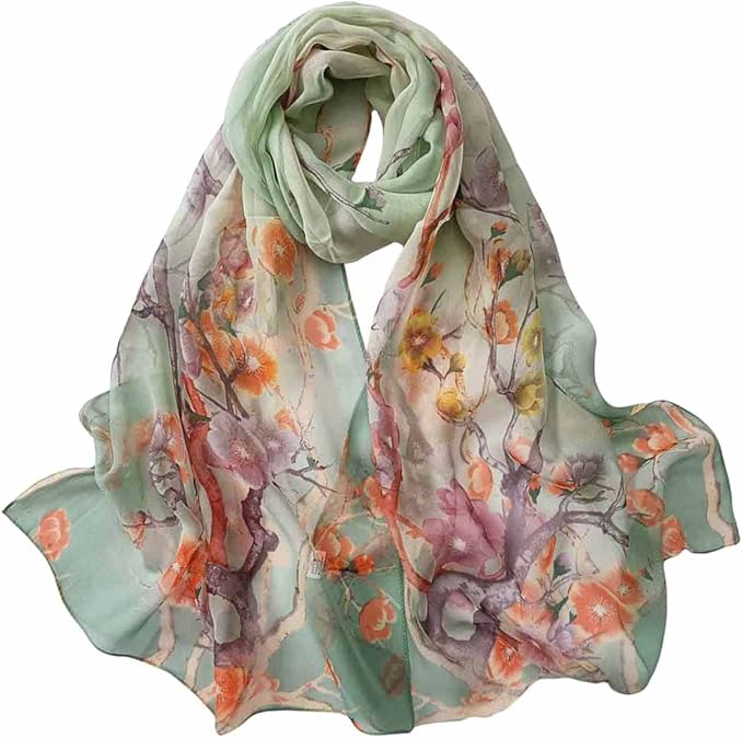 Pokeedioty Scarfs for Women Lightweight Scarves Elegant Floral Pattern Sheer Scarfs Shawls Wraps