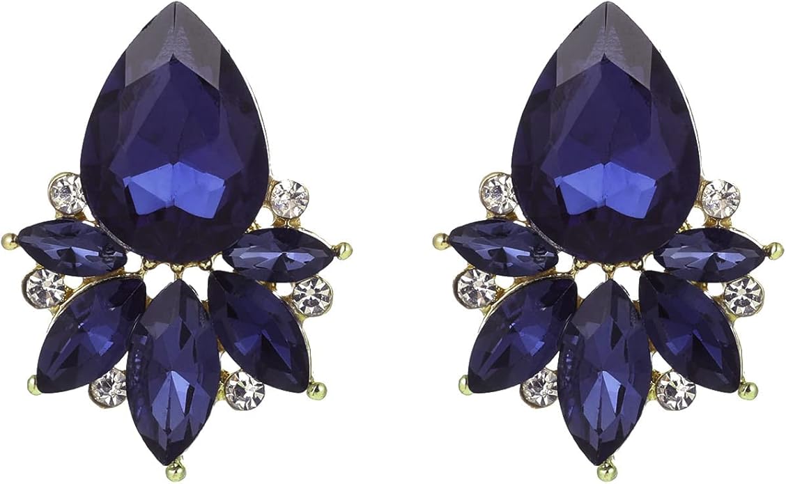 Vintage Rhinestone Earrings Fancy Crystal Cluster Drop Earrings Art Deco Earrings for Women