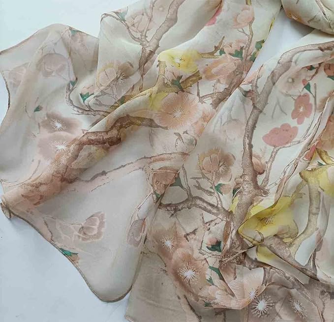 Pokeedioty Scarfs for Women Lightweight Scarves Elegant Floral Pattern Sheer Scarfs Shawls Wraps