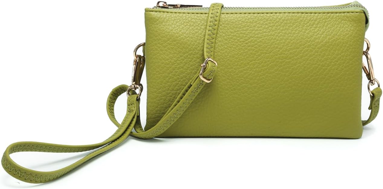 JEN & CO. Riley Small Crossbody Bags for Women Vegan Leather Wristlet Clutch Wallet Purses Handbags with 2 Straps