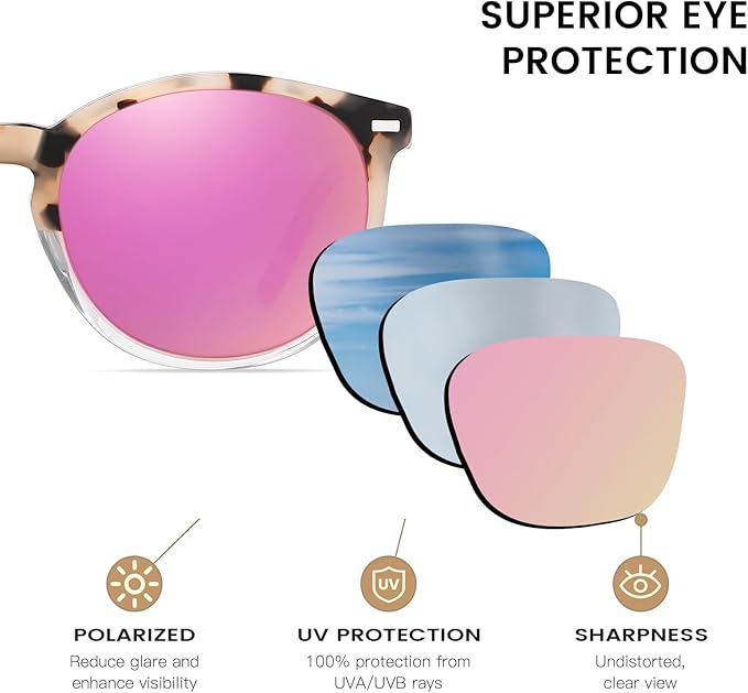DUCO Polarized Sunglasses for Women Retro Round Women's Sunglasses Classic Vintage UV400 Shades DC1230
