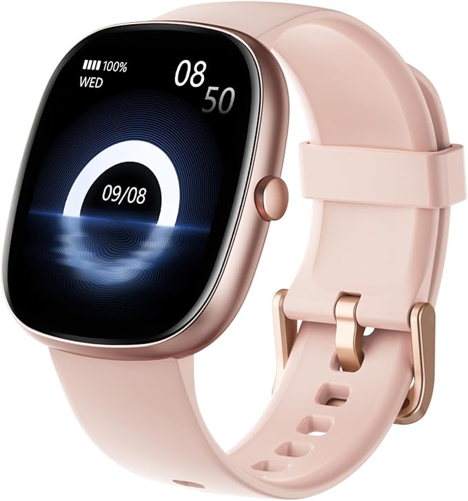 HUAKUA Smart Watches for Women Men (Answer/Make Calls), 1,85" HD Smart Watch for iPhone/Android Phones, Fitness Tracker with 100+ Sport Heart Rate/Sleep Monitor Pedometer Waterproof (Pink)