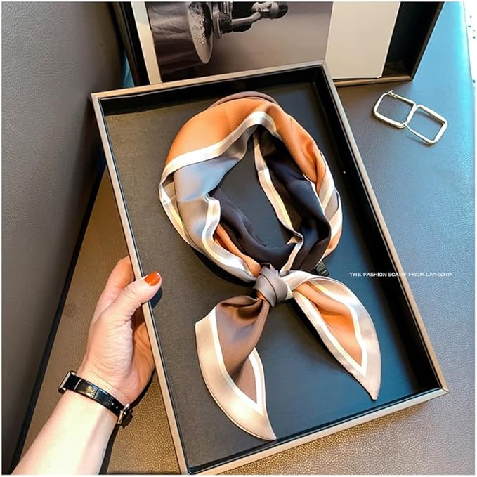Livrerpi Silk Feeling Head Scarf Fashion Satin Hair Scarf Square Long Scarves for Women Gifts