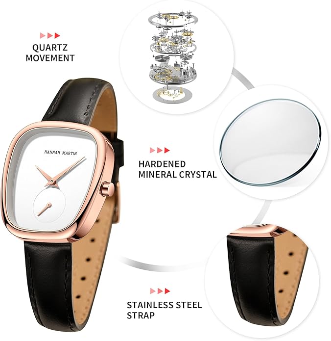 HANNAH MARTIN Watches for Women Waterproof Ladies Analog Quartz Wrist Watches Stainless Steel Band Fashion Dainty Female Watch Luxury Bracelet Diamond