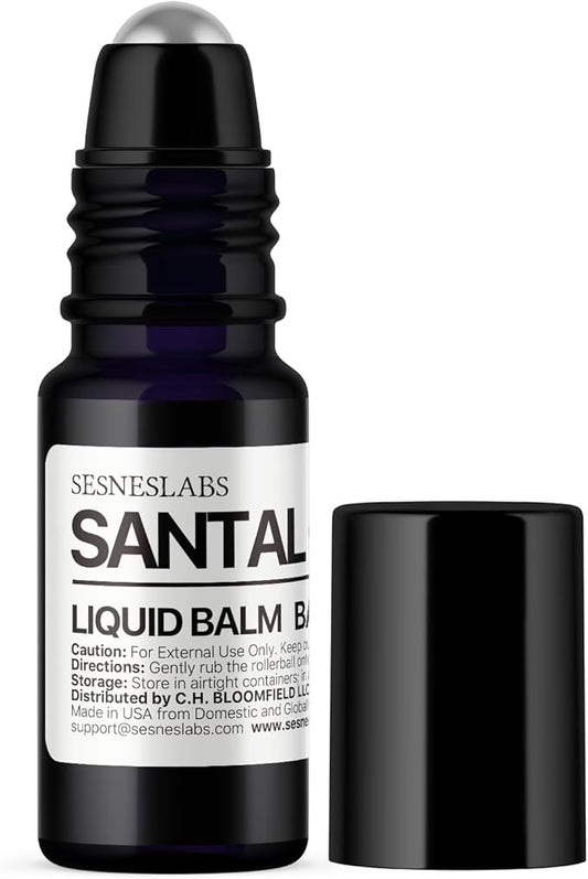 Santal Grass Roll-On, Perfume, Alcohol Free, Olfactive Marker, Niche Scent, Eucalyptus, Papyrus, Cardamom, Sandalwood Essential Oils Blend, Unisex Perfum for Women and Men 10ml/.33 fl Oz