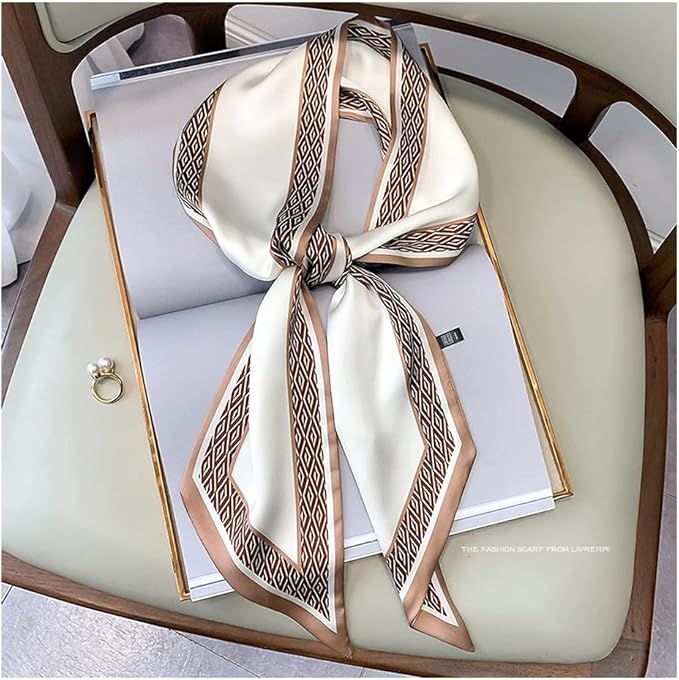Livrerpi Silk Feeling Head Scarf Fashion Satin Hair Scarf Square Long Scarves for Women Gifts