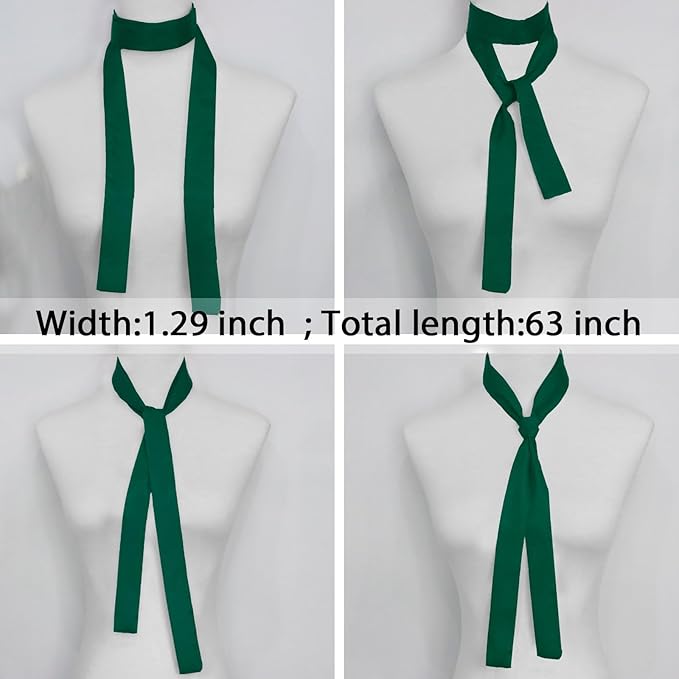 Long Satin Neckerchief Versatile Ribbon Tie Neck Scarf Solid Color Skinny Womens Tie